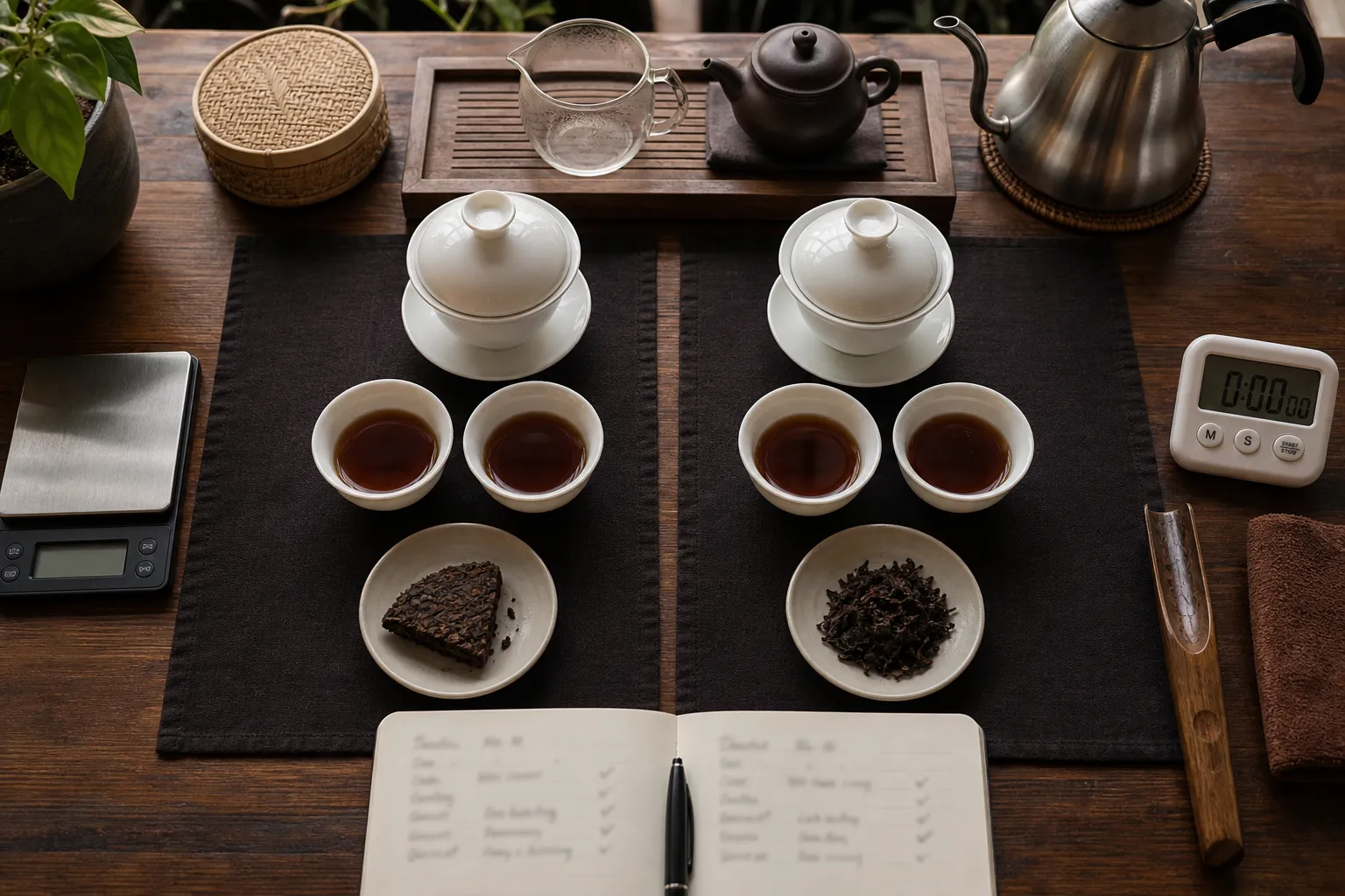 How to Brew Ripe Pu-erh Beside Another Dark Tea for a Fair Comparison