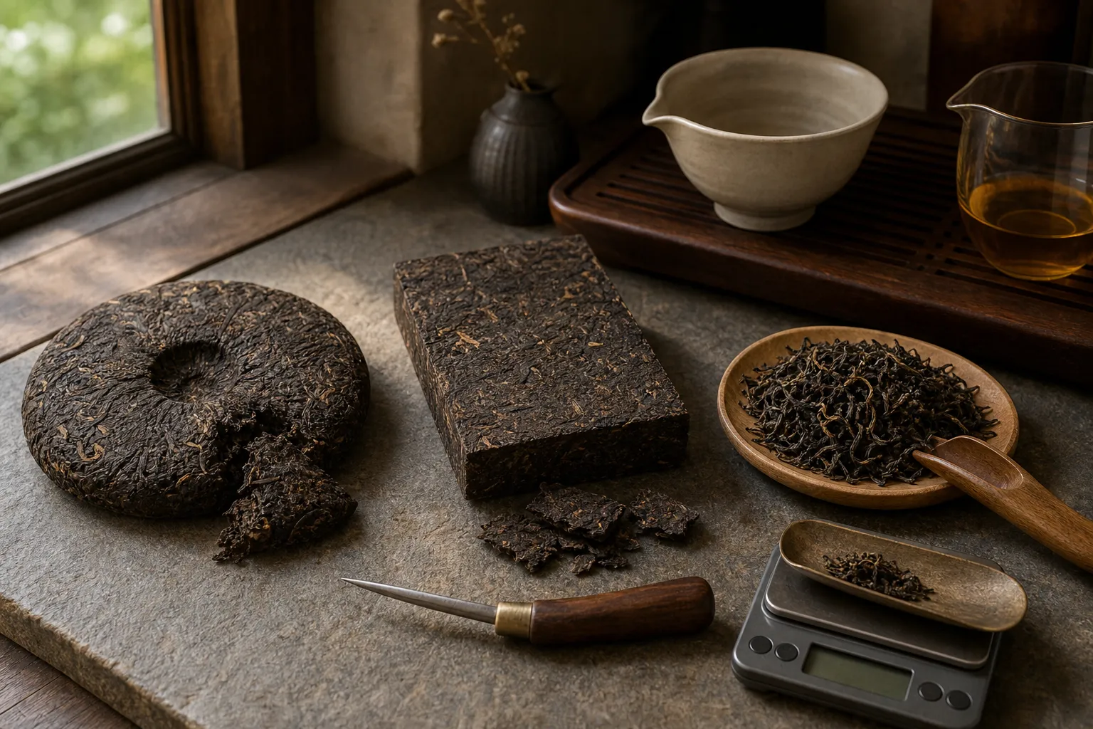 Dark Tea Cake, Brick, and Loose Leaf: What Changes in Handling