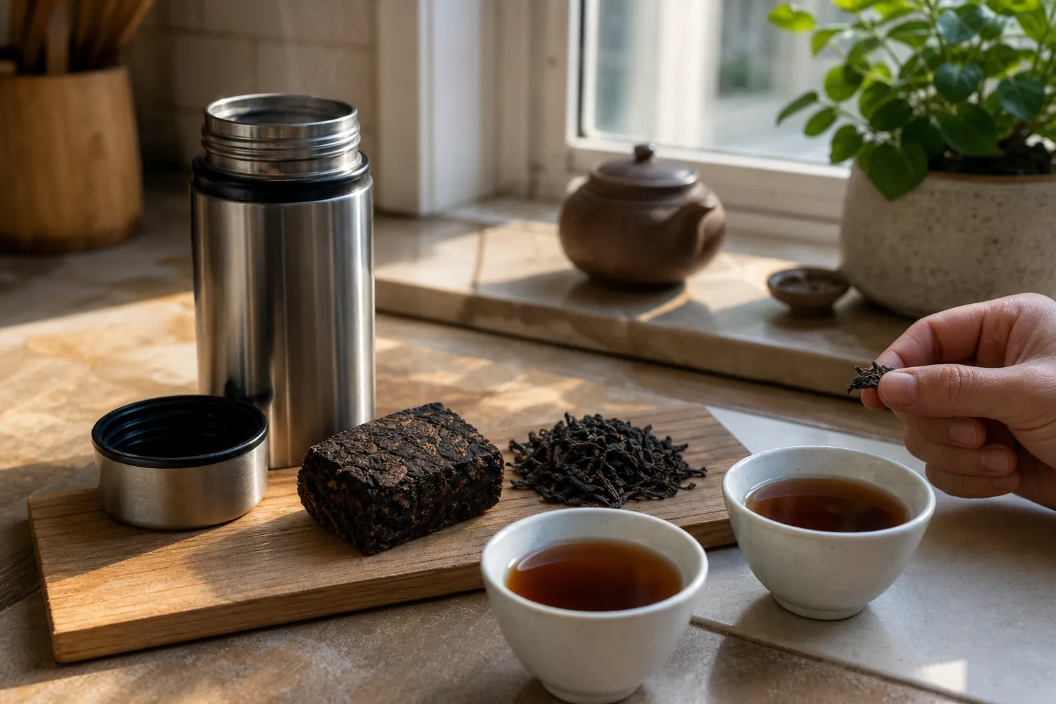 Ripe Pu-erh or Other Dark Tea for Daily Thermos Brewing